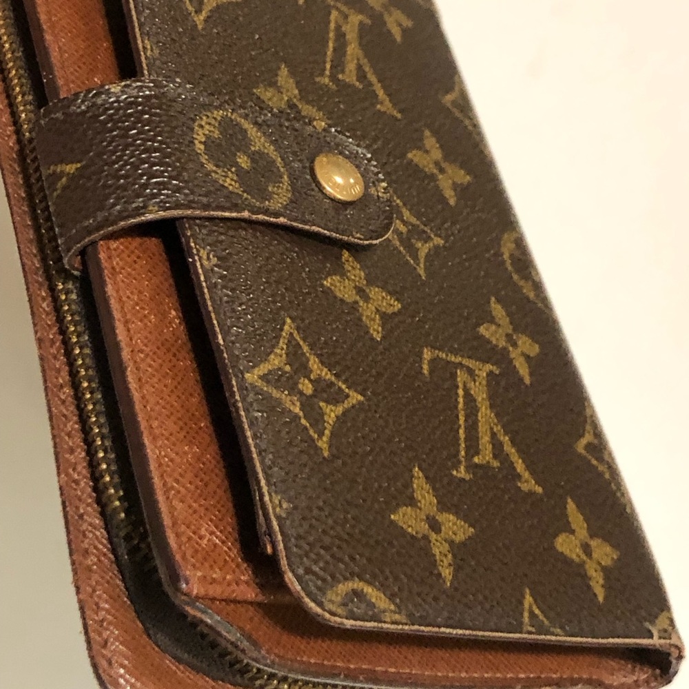 LOUIS VUITTON Monogram Canvas Leather Zipper Bifold Papier Wallet Organizer